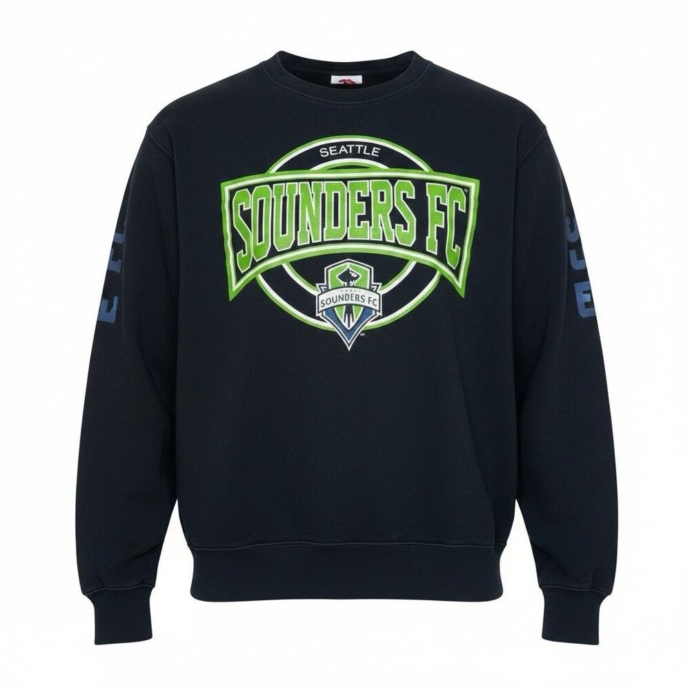 Seattle Sounders FC MLS Crewneck Sweatshirt Black Mens XL Mitchell & Ness